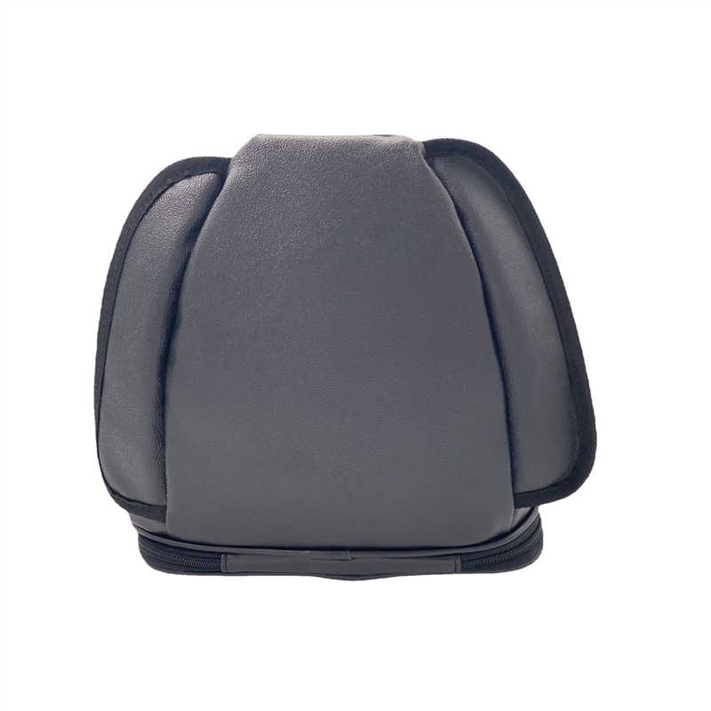 Side profile of Easyride black PU leather motorcycle rear seat bag highlighting streamlined shape and durable stitching.